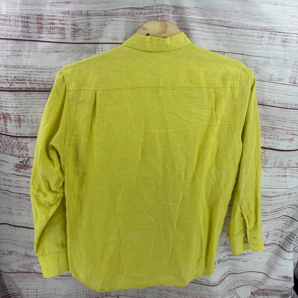 Tommy Bahama Relax Shirt  Mens XL Yellow Linen Long Sleeve Button Up Vacation - Picture 8 of 10